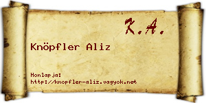 Knöpfler Aliz névjegykártya